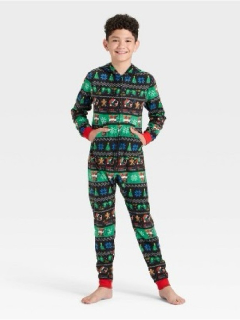 NWT Cat & Jack Gamer Video Game Union Suit Fleece Pajamas Boy’s size XS 4/5